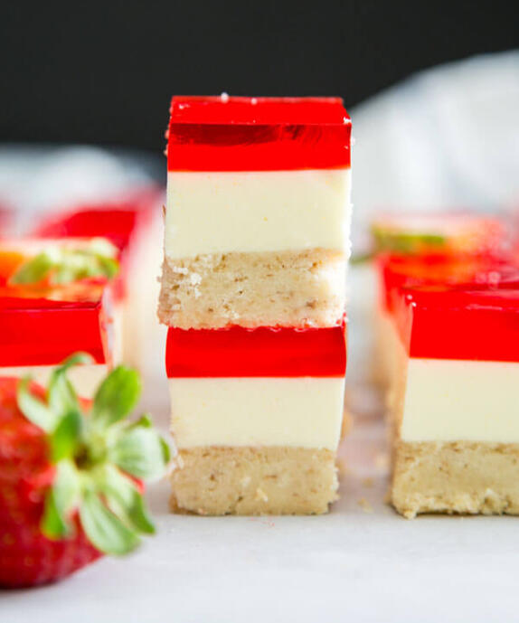 ❣ or ☠ Jellied Compote: Stewed and sugared fruit rendered firm with gelatin, then chilled and cut into bite-sized squares.