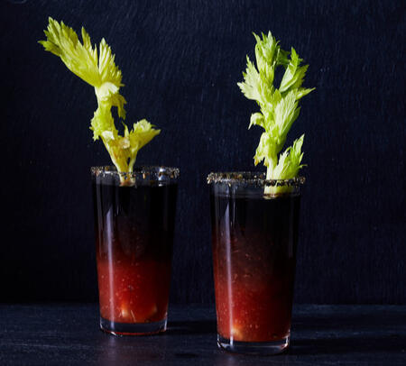 ❣ Bloodiest Mary: Same as the Bloodier Mary, except the tomato and blood are stewed gently with bone marrow until incorporated. Served with a splinter of bone skewering two bites of raw red meat. Marrow for sucking included in the bone splinter.