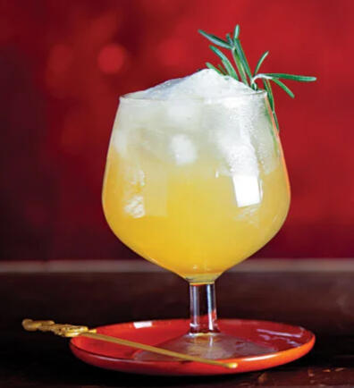 ✿ Libertine: 2 oz. simple syrup 2 sprigs fresh rosemary, grown in soil supersaturated with earth crystals. 4 oz. bourbon 2 oz. fresh lemon juice 2 tsp. orange marmalade 1 tbsp. maple syrup 1 tbsp. fresh orange juice 1 egg white.